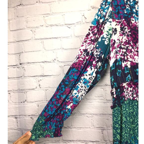 London Times Woman Peasant Balloon Sleeve Garden Floral Maxi Dress Size 20W - Picture 5 of 11